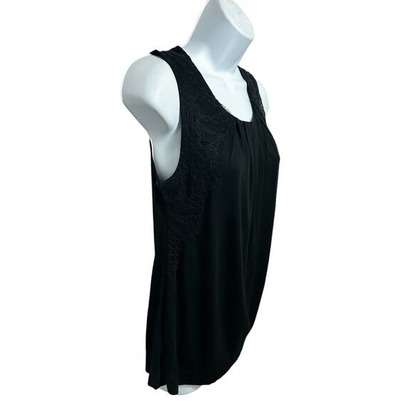 Ann Taylor LOFT Black Blouse Sleeveless Blouse Sz XS Lace Overlay Top - Picture 5 of 7